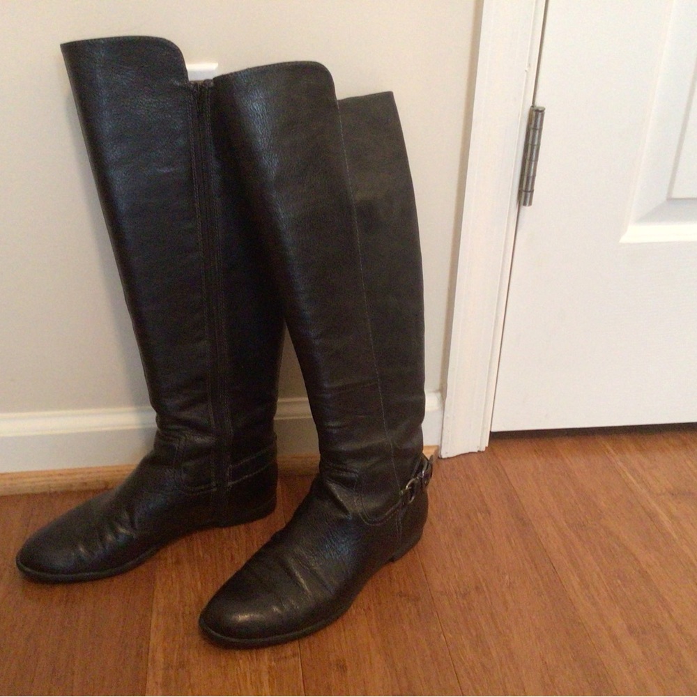 Black Leather Knee-High Boots